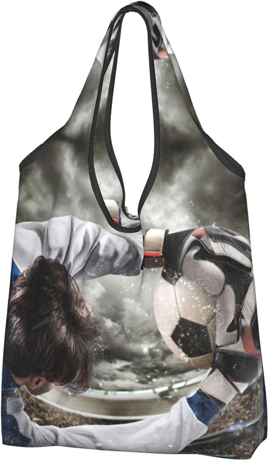 Goalkeeper Hold Up Soccer Printed Shopping Bags, Waterproof