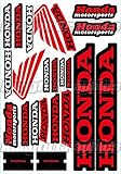 Kungfu Graphics Honda Wing Sponsor Logo Racing Sticker Sheet Universal (7.2x 10.2 inch), Red Black