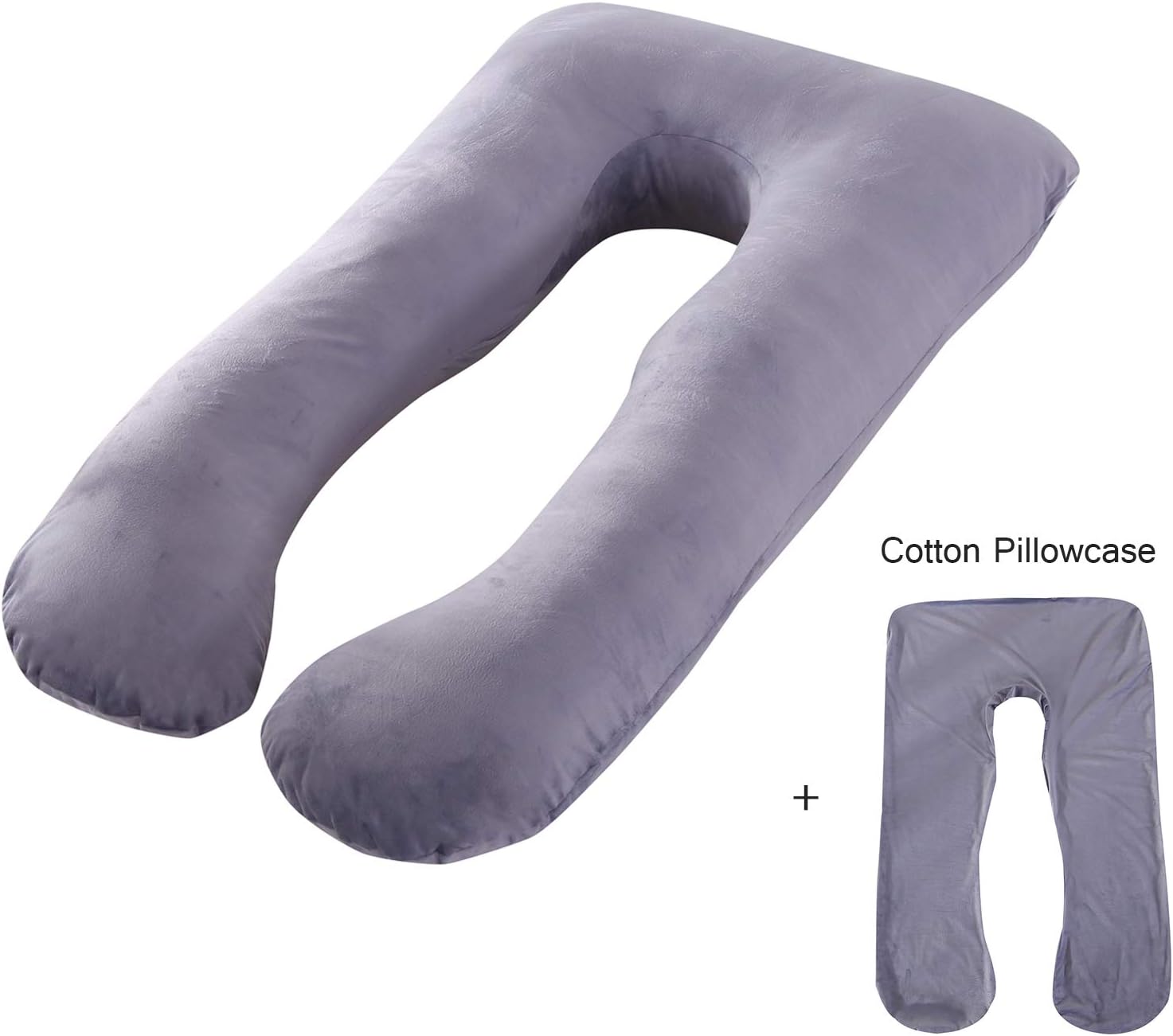 MINGPINHUIUSPregnancy Pillow U Shaped Full Body Maternity Pillow for Sleeping, 57 Inch Pregnant Women Pillow with Removable Velvet Cover (Deep Grey)