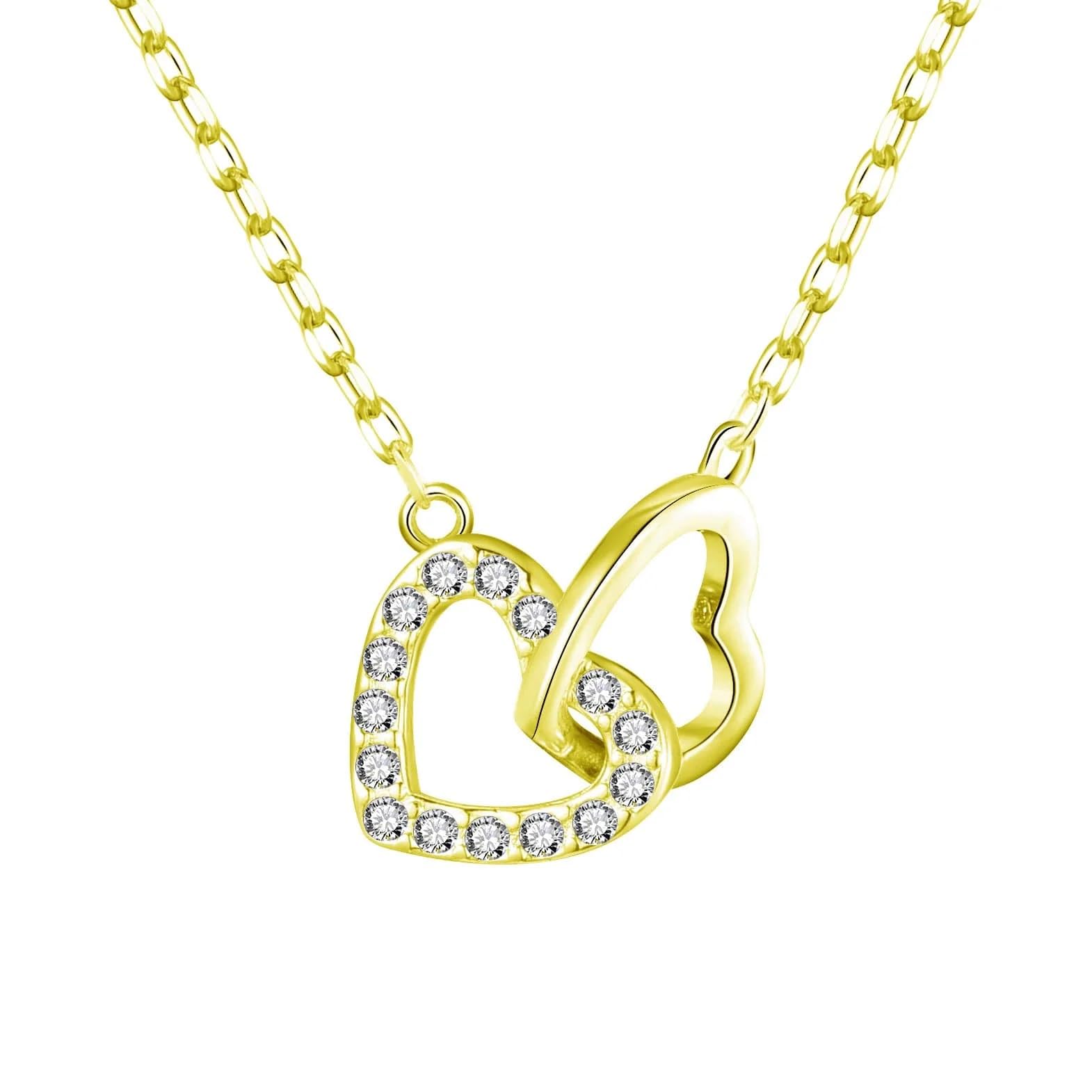 Philip Jones 18k Gold Plated Heart Link Necklace Created with Zircondia® Crystals