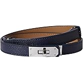 Ovekaut Women Skinny Leather Belt Solid Color Alloy Turn Lock Adjustable Waistband for Dresses Jeans Coats