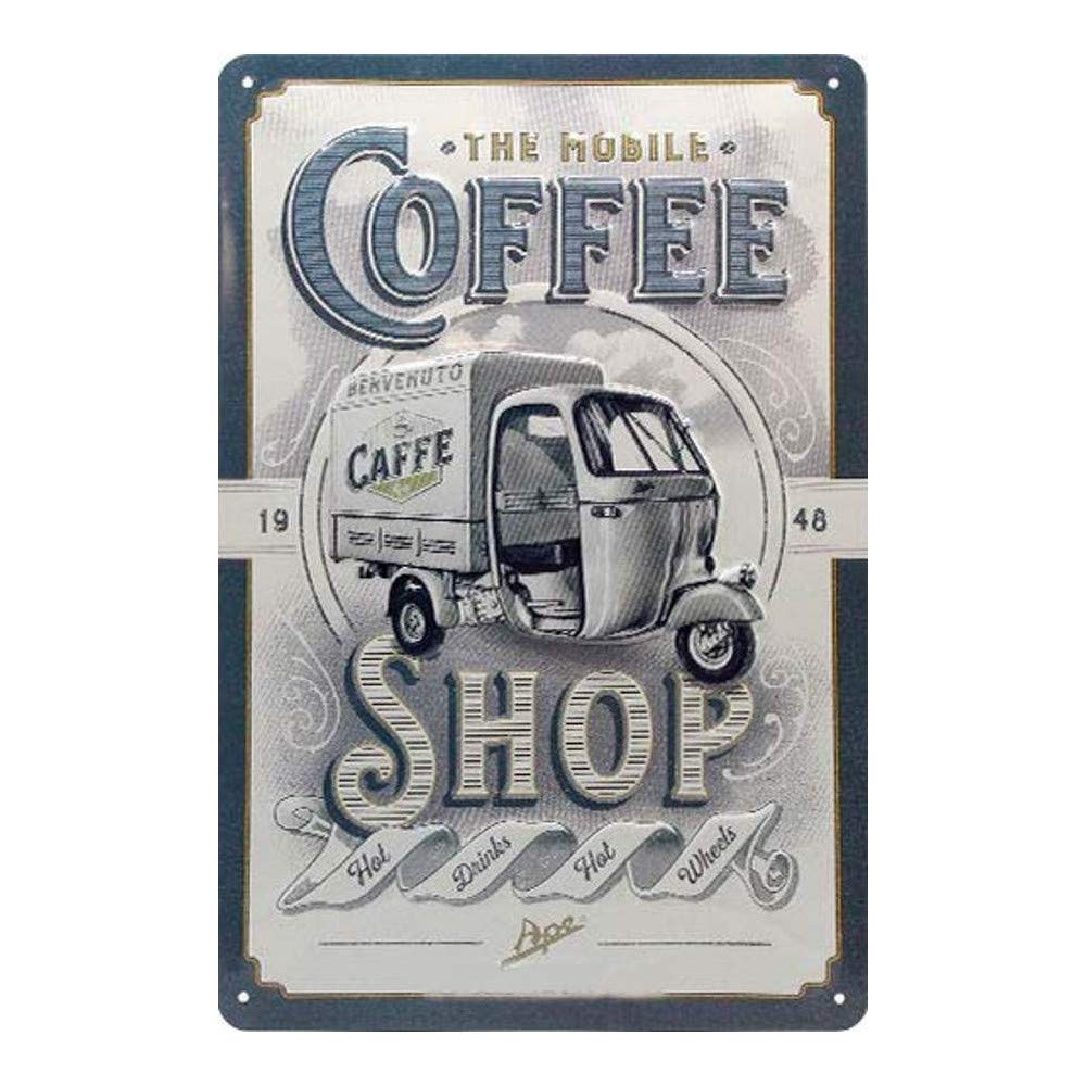 Nostalgic-Art Retro Tin Sign – Ape – Coffee Shop – Gift idea for Italy fans, Metal Plaque, Vintage design for wall decoration, 20 x 30 cm