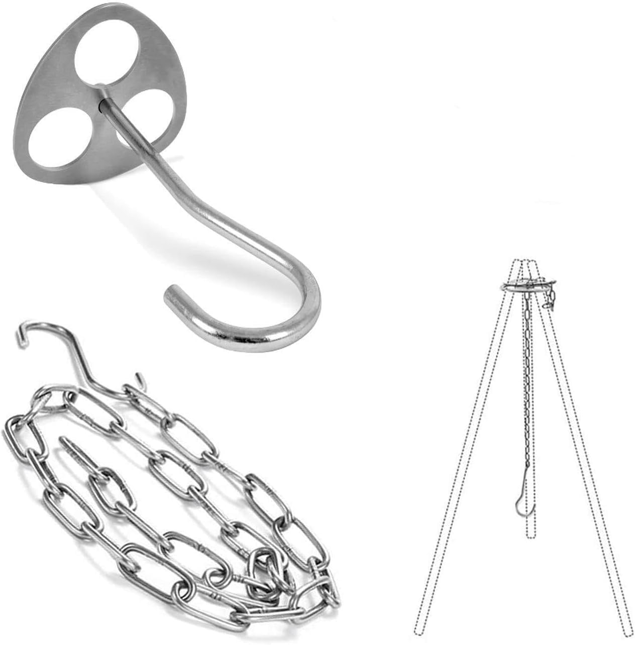 Camping Tripod Board Turn Branches into Campfire Tripod Stainless Steel Campfire Support Plate with Adjustable Chain for Hanging Cookware Perfect Accessory Makes Outdoor Cooking Easier