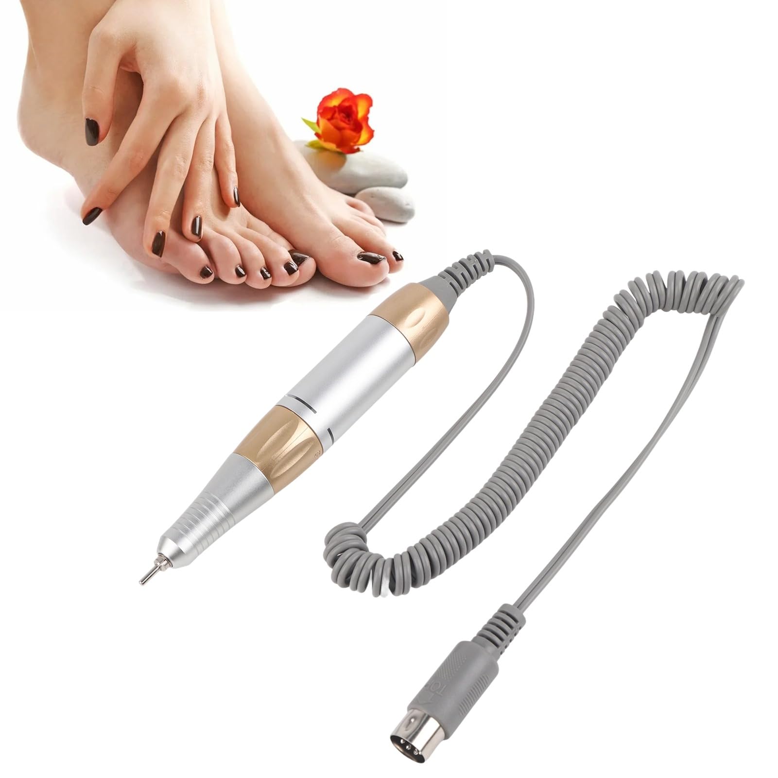 Electric Nail Drill Pen Handle - Nail Drill Replacement Handpiece Low Noise Low Heat Nail Art Grinding Polisher Machine Handle Manicure Nail File Drill Pen Handpiece for Home Salon