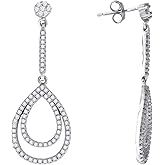 Sterling Silver Womens Cubic Zirconia Dangle Earrings