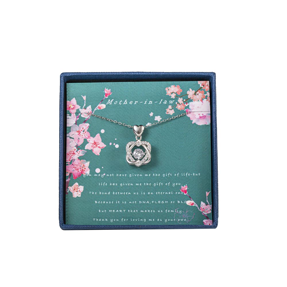 RYANDYPE Mother In Law Necklace Gifts From Daughter In Law,Sterling Silver Double Heart Necklace for Mother In Law From Bride or Groom