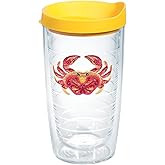 Tervis Tropical Animal Collection Made in USA Double Walled Insulated Tumbler Travel Cup Keeps Drinks Cold & Hot, 16oz, Crab