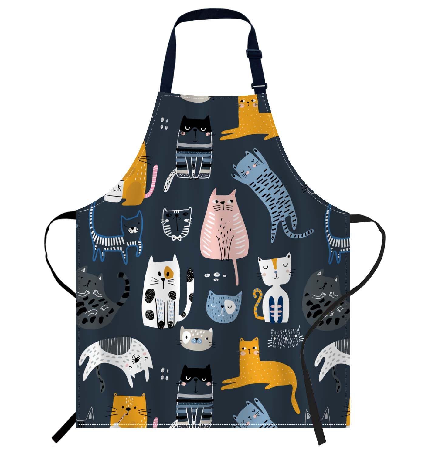 Smooffly Cute Kittens Apron Adjustable Bib Chef Aprons Cooking Apron Unisex Women Men Aprons Perfect for Home Kitchen, Baking, Gardening, Restaurant, Coffee house BBQ