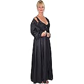 Shadowline Women's Nightgown and Robe Peignoir Set Silhouette Nylon Long Sleep Dress High Low