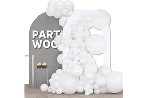 PartyWoo White Balloons 155pcs Different Sizes Pack of 18 12 10 5 Inch Matte White Latex Balloon Arch Kit Garland for Wedding Bridal Graduation Baby Shower Birthday Party Decorations White-Y13