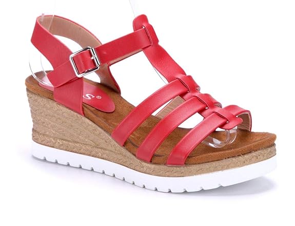 Schuhtempel24 Damen Schuhe Keilsandaletten Sandalen Sandaletten Keilabsatz 7 cm