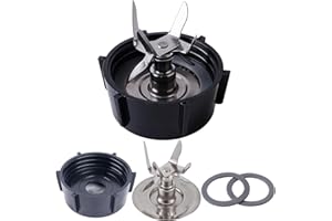 MEET JUICE Oster Blender Replacement Parts Kit - 6-Fin Ice-Crushing Blade, Jar Base Cap, and Two Rubber O-Ring Gaskets (4-Piece Accessory Refresh Set)