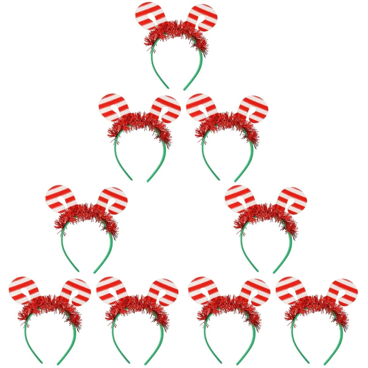 FRCOLOR 9 Pcs Christmas Cane Headband Christmas Hairbands Xmas Headbands for Women Candy Cane Holiday Headband Candy Headbands Headpiece Has s Flash Towel Child