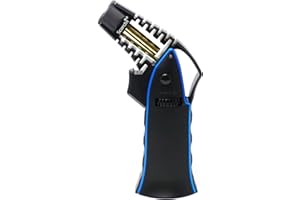 Scorch Torch CNC Machined 6.75" Tall Handheld Aluminum Flame Adjustable Butane Refillable Torch In Gift Box (Black #3)
