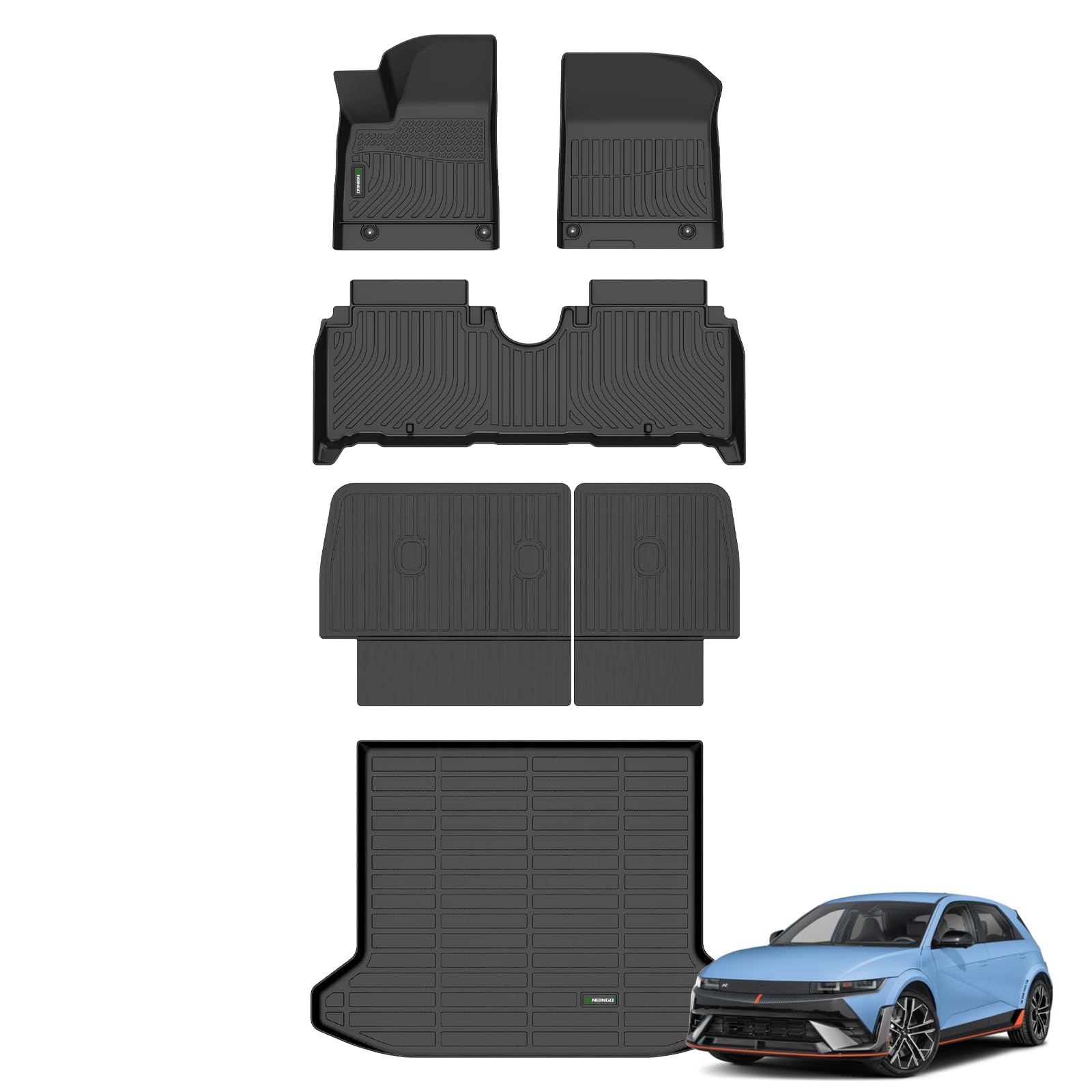 ANBINGO® Floor Mats & Seatback Cargo Liner for 2025 2026 Hyundai ioniq 5 N Base All-Wheel Drive, Seatback Cargo Liner with Velcro Tape Fixed Backseat Image