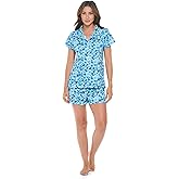Casual Nights Women's Super Soft Pajamas Set, Short Sleeve Button Down Shirt with Pants PJ Shorts Set with Pockets