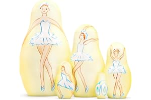 AEVVV Bolshoi Ballet Russian Nesting Dolls Set 5 pcs - Ballerina Gifts - Matryoshka Ballerina Doll - Wooden Ballerina - Ballerina Decor - Ballet Gifts