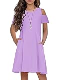Arshiner Girls Summer Dress Short Sleeve Cold