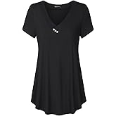 Vinmatto Women's Summer Short Sleeve V Neck Flowy Plus Size Tunic Top