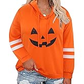 CARCOS Plus Size Hooide Women Long Sleeve Fall Pocket Hooded Sweatershirt XL-5XL