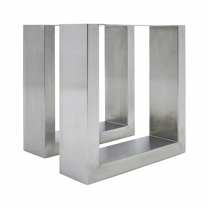 2 X Brushed Stainless Steel Table Legs Sleek, Modern Metal Legs