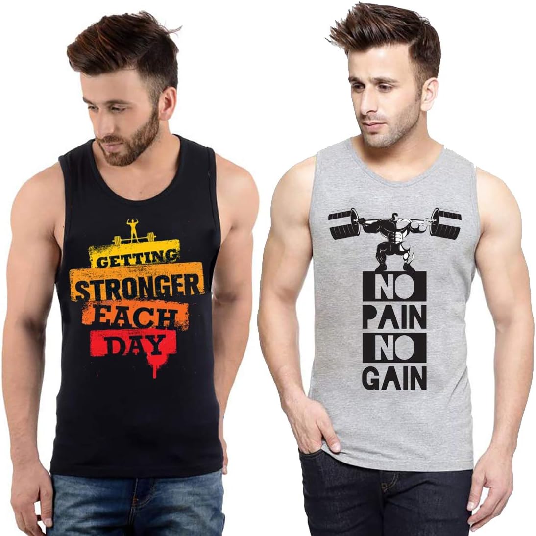 hotfits Men's Classic Fit Gym T-Shirt (Pack of 2)