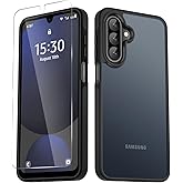 YENAPOON for Samsung Galaxy A17 5G Case, Matte Phone Case with 1 Screen Protector, Frosted Translucent Back, Slim Shockproof Protective Cover, Black