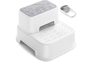 MangoHood Step Stools for Kids - Double up Toddlers Stool Multifunctional Toilet Stepping Stool for Kids Anti-Slip Step Stool for Bathroom Sink, Potty Training, Kitchen (White-1Pack)