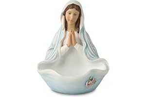 Grace4Joy Virgin Mary Rosary Holder - Lourdes Mother Mary Statue Catholic Gift Rosary Organizer Religious Home Altar 5.5 Inch High