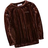 Homgro Women's Fuzzy Pajama Tops Long Sleeve Fleece Flannel Pj Winter Warm Thick Sleeping Pullover Embroidered Sleepwear