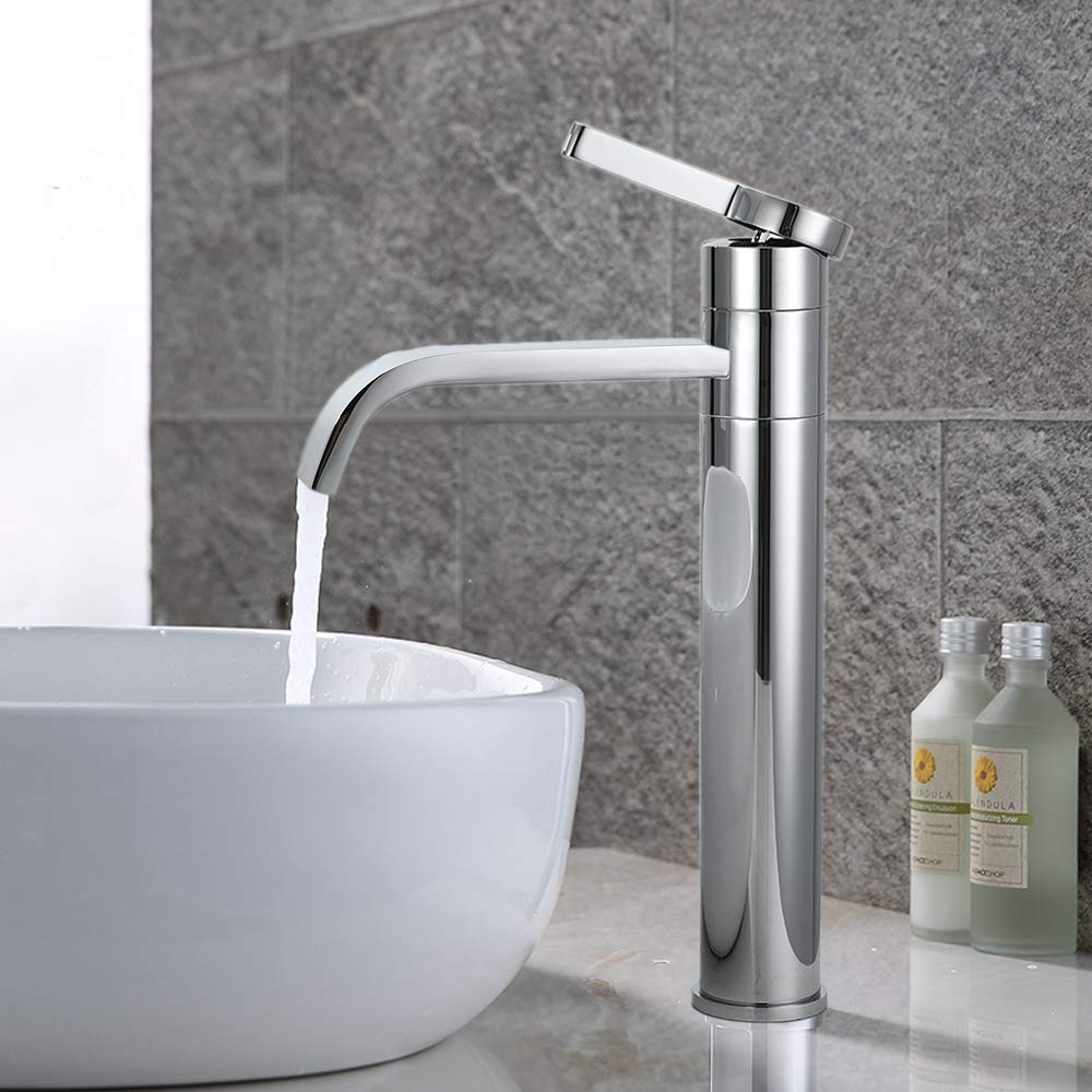HOMELODY-Grifo-Alto-para-Lavabo-Bano-Giratorio-Laton-Inoxidable-con-Mangueras-Estandares-para-Agua-Fria-y-Caliente
