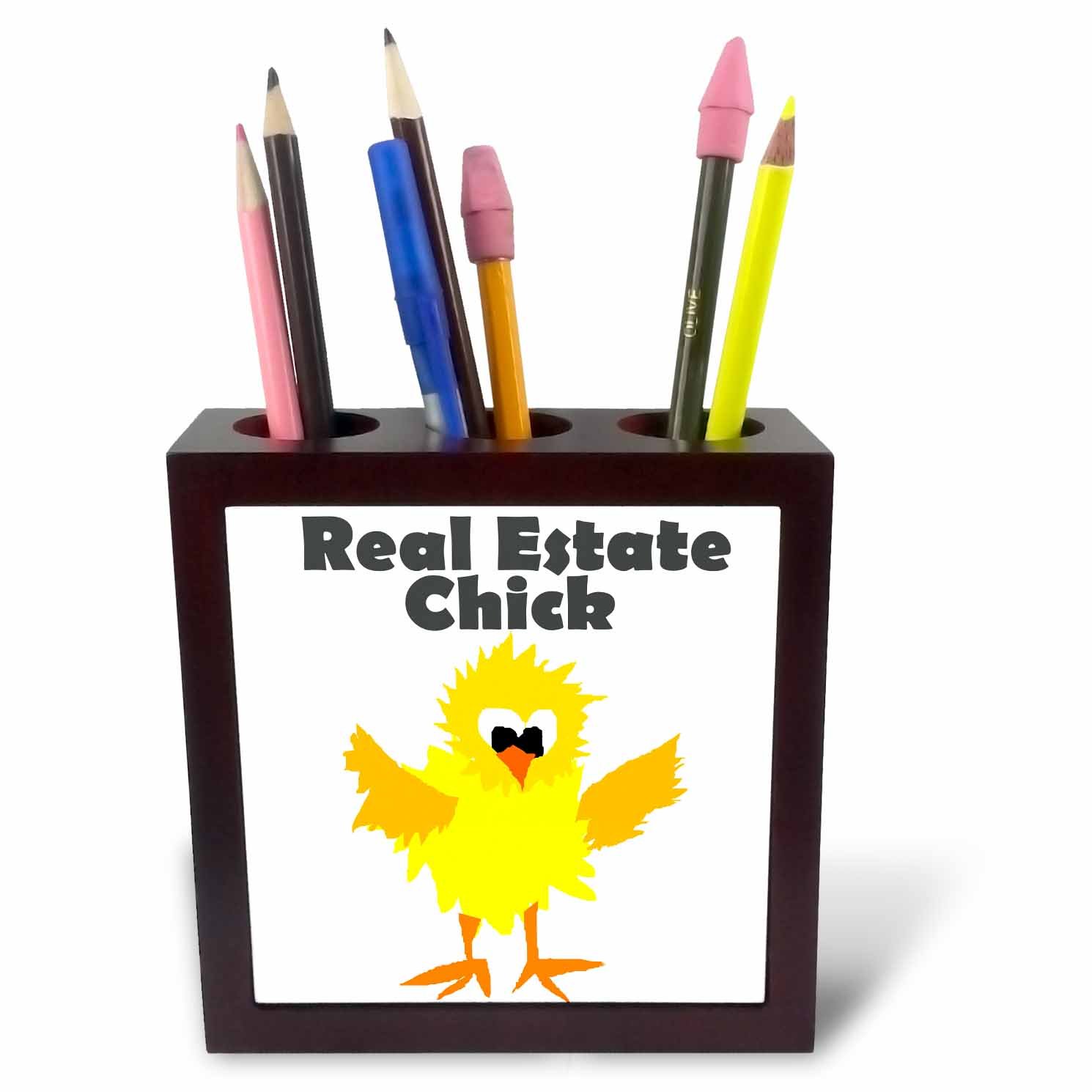 3dRose ph_254015_1 5-Inch "Funny Real Estate Chick Cartoon" Tile Pen Holder