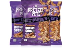 Pretzel Pete Cinnamon Brown Sugar Seasoned Pretzel Pieces, Non-GMO Ingredients, Small Batch, Bold Flavor, 9oz (3 Pack)