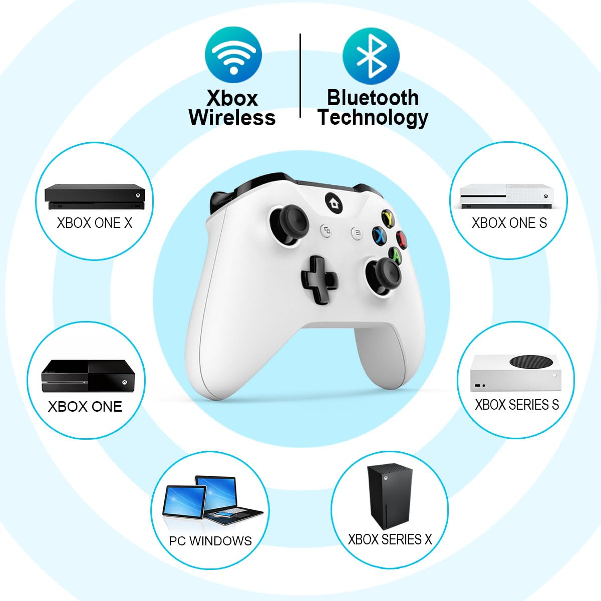 SHINXIN Xbox Controller Wireless, Xbox One Controller, Compatible with Xbox One X|S, Xbox Series X|S, Xbox One, Windows PC - White