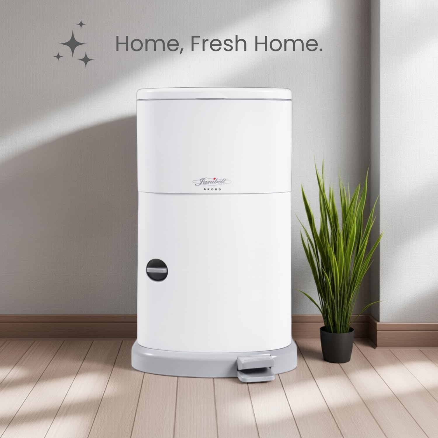 Janibell Akord Slim Adult Diaper Disposal System 7 Gallon Odor Locking Double-Sealed Adult Diaper Pail with Hands-Free Foot Pedal, Holds 22 Large Briefs, Continuous Liner, Durable ABS Resin