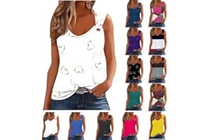 HUNENY Womens Tank Tops Spaghetti Strap Notched Neck Casual Novelty Loose Fit Sleeveless Shirts Funny Graphic Tee Vests