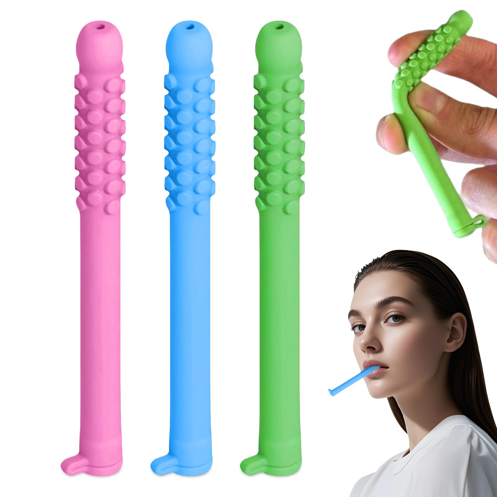 Chewable Breather Quit,3PCS Chewable Essential Oil Breath Stick,Breather Stick with Essential Oil for Aromatherapy on The Go Natural Focus