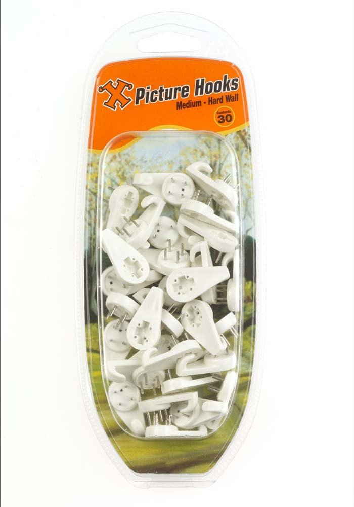 X - HOOKS Medium Hard Wall Clam, VSE12894, White, 30mm