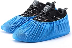 100 Pack Disposable Plastic Shoe Covers, Durable Waterproof & Anti-Slip Boot Covers for Home Office, One Size Fits Most