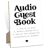 Audio Guest Book Wedding Sign, Audio Guest Book Wedding Phone Sign for Wedding Table Decor, Wedding Decorations for Reception, 8 X 11" Wedding Table Signs with Stand, Wedding Supplies