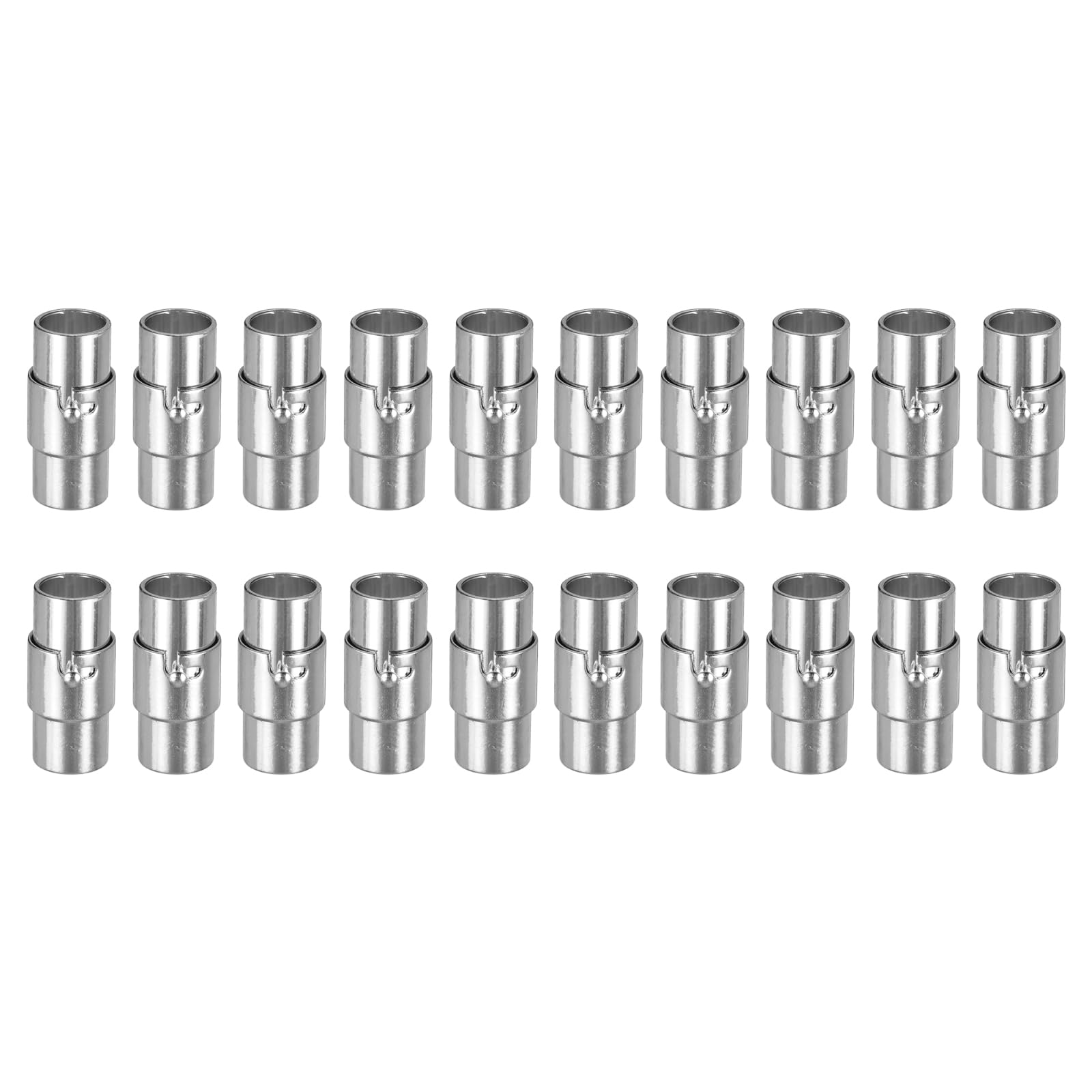uxcell Leather Cord End Clasp, 20Pcs 6mm Hole Leather Clasps, Cord End Caps Closures Leather Cord Buckle for Jewelry Making DIY Supplies Crafts, Silver