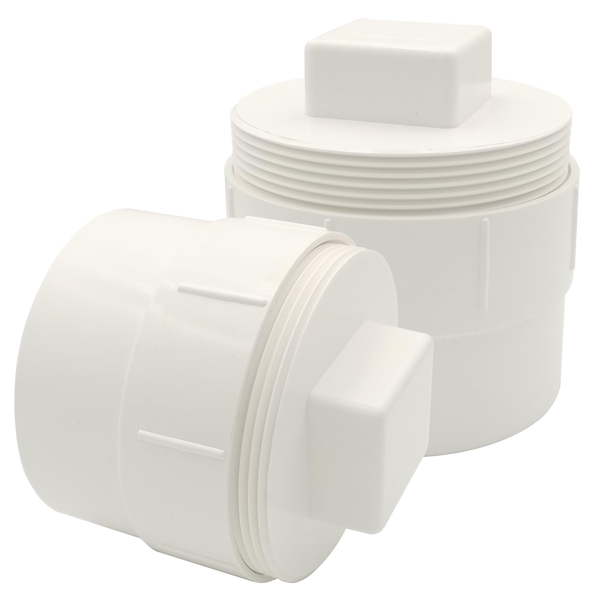 Photo 1 of (2-Pack) Sewer Cleanout Cap with Plug Pipe Fitting, 4 Inch PVC Cap for Garden, RV and More Drainage Piping Systems, PVC DWV Flush Sewer Cleanout Cover and Coupling Adapter