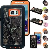 Kecko® Heavy Duty Defender Series Natural Tree Camo Shockproof Impact Resistant Hybrid Rugged Builders Workman Body Protective Case Skin w/ Built-in Screen Protector for Samsung Galaxy Note 5 (T-Ora)