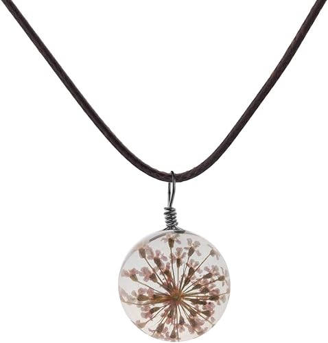 Amazon Chooro Queen Anne S レースドライフラワーペンダントネックレス 手作り 本物の花 ジュエリーギフト 自然好きの方に ネックレス 通販