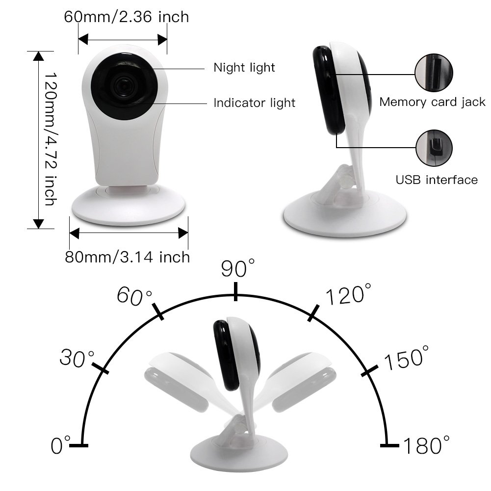 Security Camera HD 720p Surveillance Camera Wireless IP Camera Night Vision Two-way Audio Motion Detection Alerts Home Monitoring