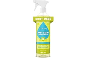 Puracy Stain Remover for Baby Clothes and Cloth Diapers, Newborn Baby Essentials Must Haves, Enzyme-Based Laundry Spray, Natural Spot and Odor Cleaner, 16 Oz