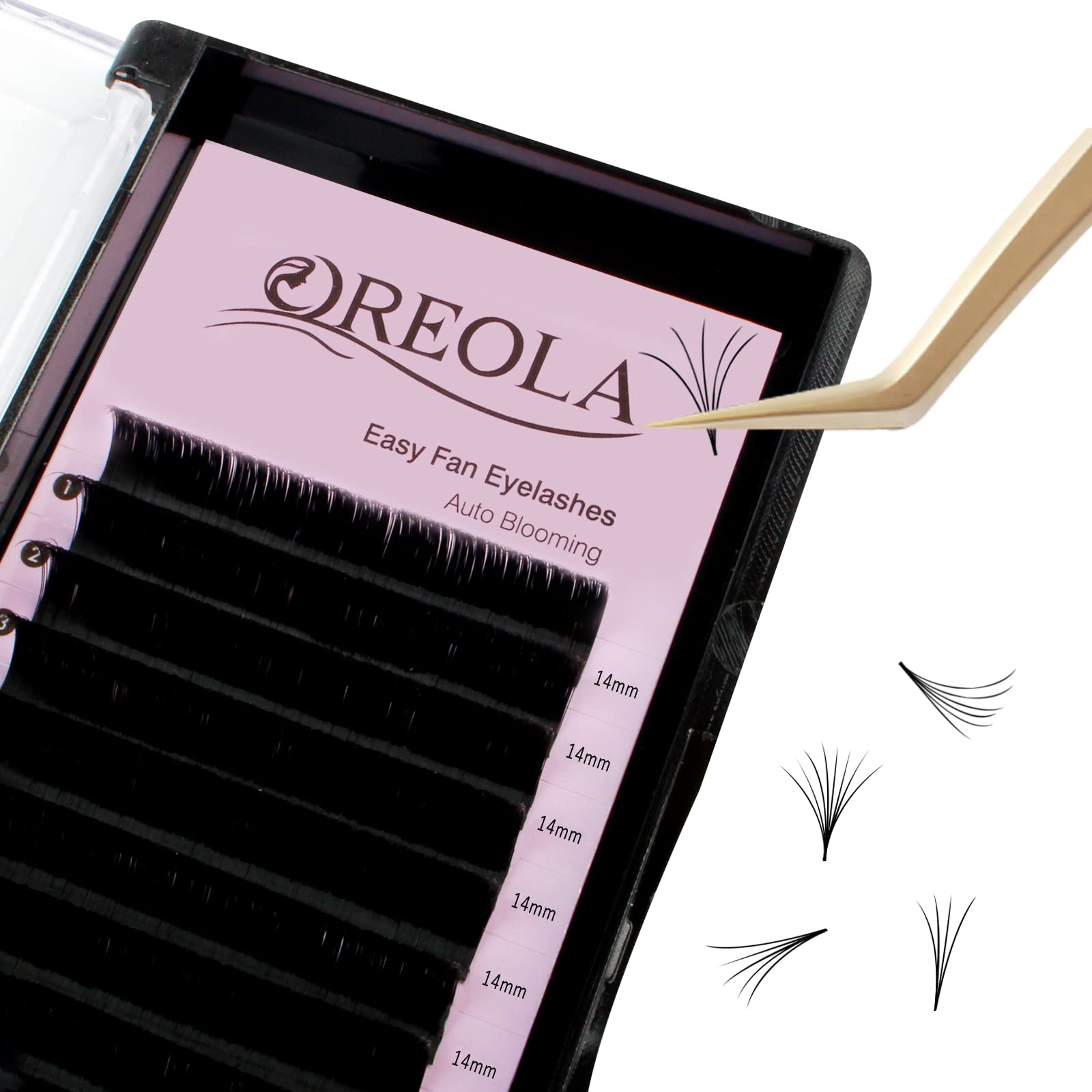 Oreola Lash Extensions Artificial Volume Eyelash Extensions Natural Easy Fanning Lashes Blooming Fast Eye Lash Soft Natural Light 0.07C 14mm — image 1