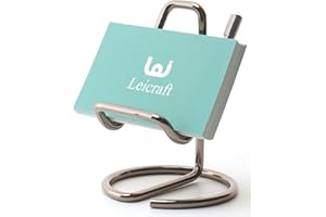Leicraft Business Card Holder for Desk, Cute Metal Card Organizers and Office Desk Accessories for Men and Women (Rose gold)
