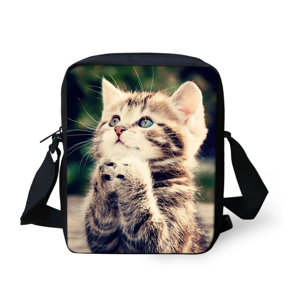 Coloranimal Teenager Girls Shoulder Handbag Kawaii Animal Pet Cat Printing Small Messenger Box — image 1