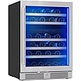 Zephyr Presrv 24" Wine Fridge Dual Zone Under Counter - Countertop Mini Wine Cooler Cellars Small Cabinet Wine Refrigerator Home Bar Chiller Freestanding with Glass Door, 45 Bottles 750ml